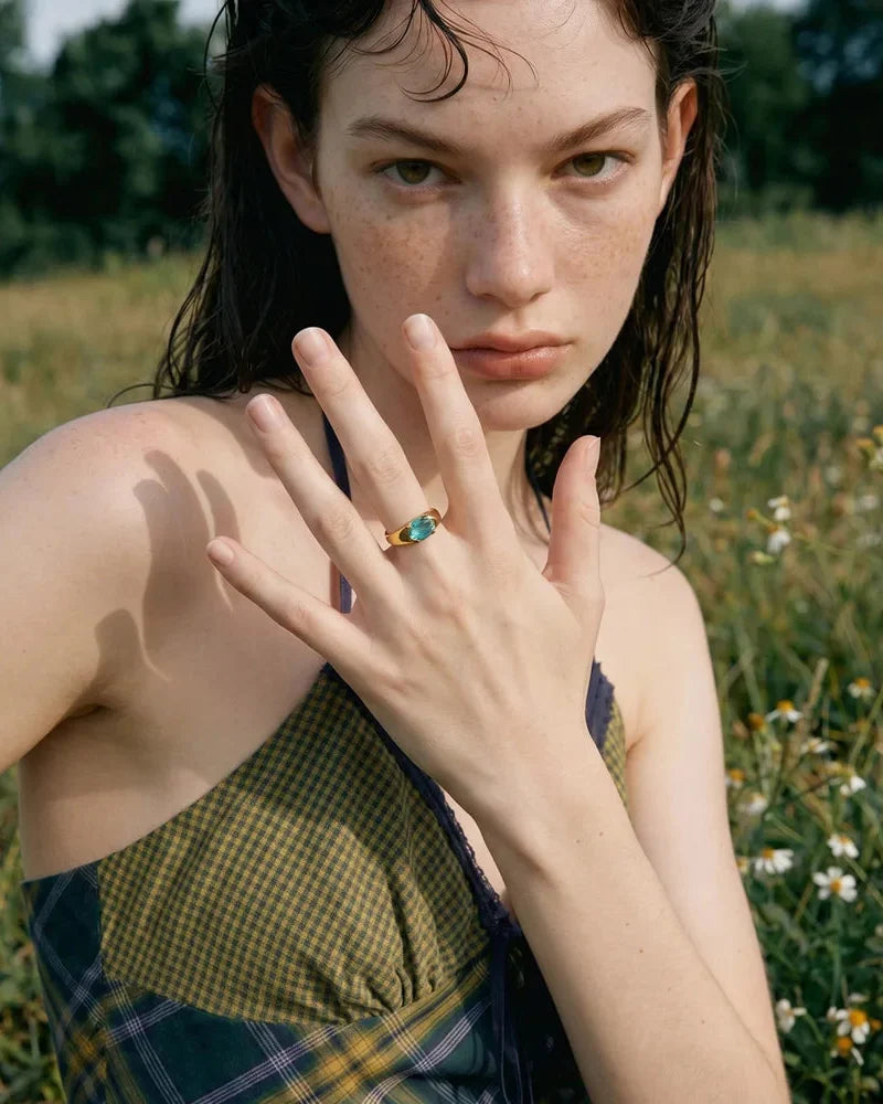 Model wearing a cubic zirconia ring
