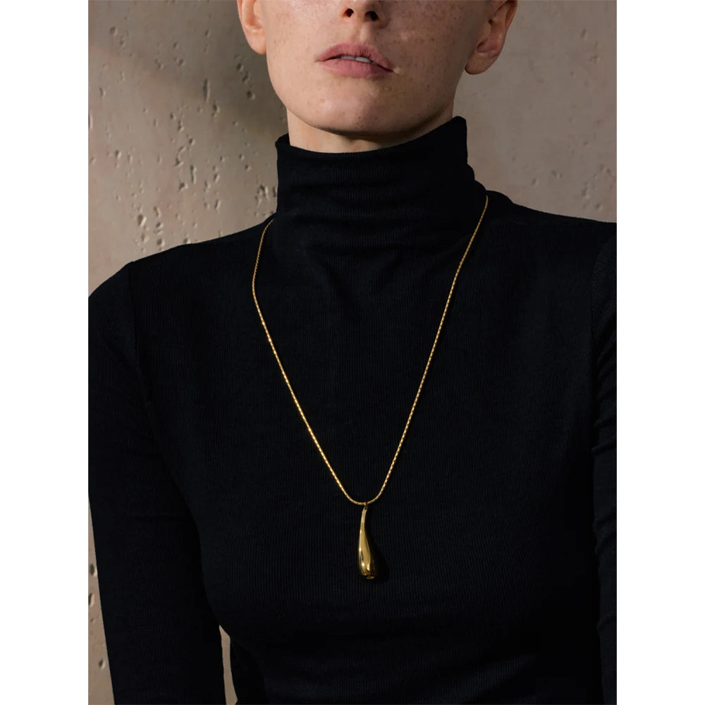 Dagny vanddråbevedhæng, halskæde, tåler vand, rustfrit stål 316L med guld- eller sølvfarvet PVD-belægning, Lark & Reed, billede 5