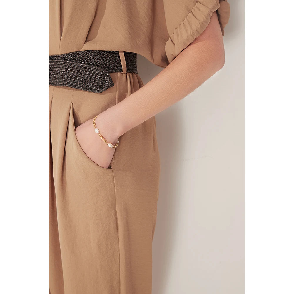 Ottilia armbånd med perleled, armbånd, tåler vand, rustfrit stål 316L med guldfarvet PVD-belægning, Lark & Reed, billede 2
