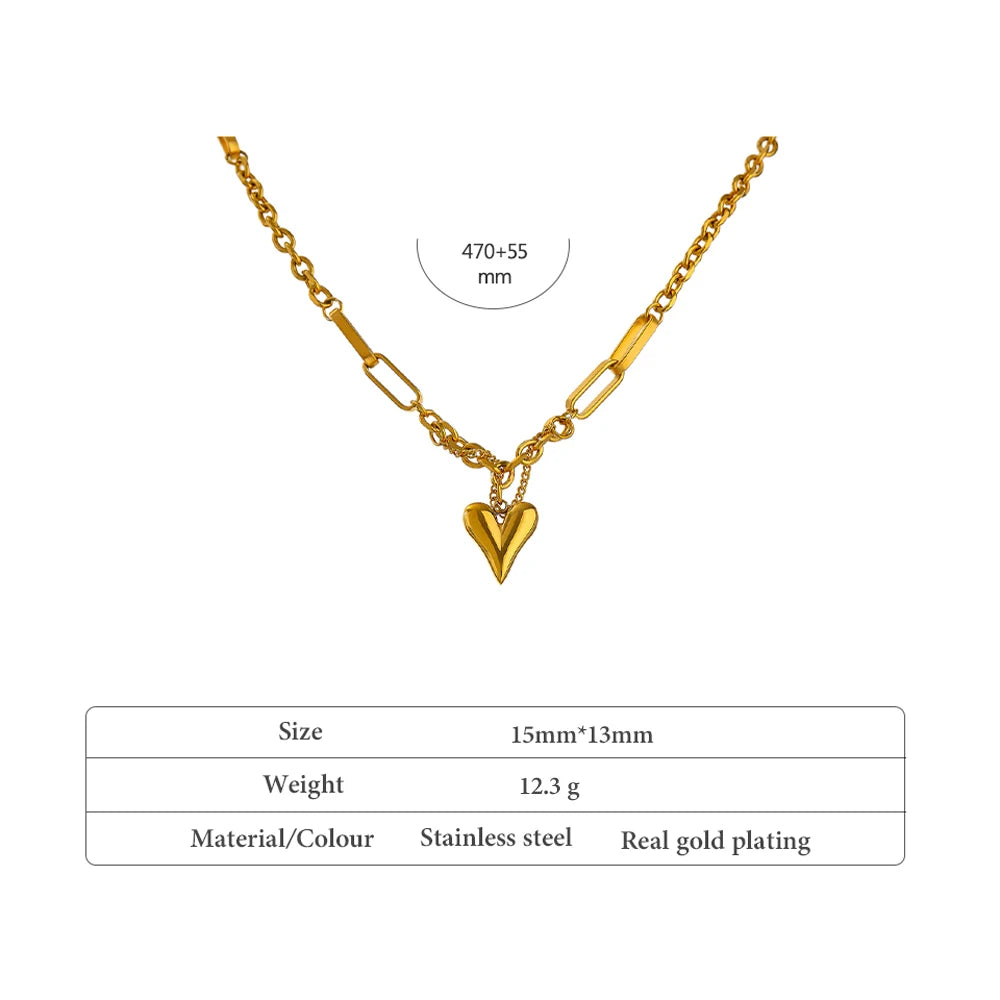 Evermore Heart Pendant, waterproof necklace in 316L stainless steel with a gold PVD finish by Lark & Reed, view 6