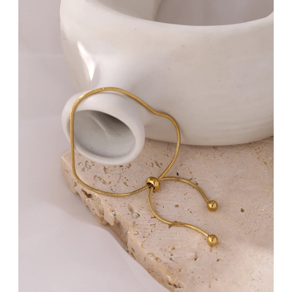 Bilbao Bolo Bracelet, waterproof bracelet in 316L stainless steel with a gold PVD finish by Lark & Reed, view 6