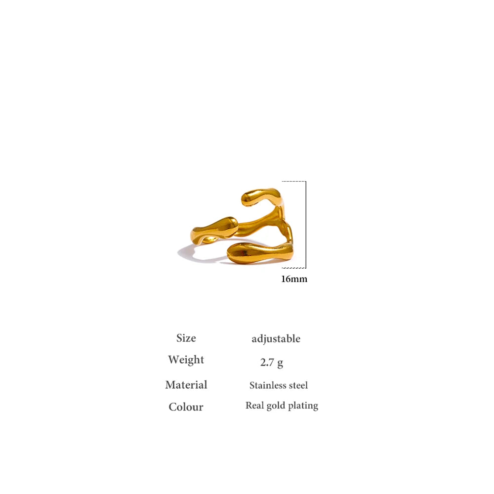 Anillo ajustable Gudrun enredadera, anillo, resistente al agua, acero inoxidable 316L con acabado PVD dorado o plateado, Lark & Reed, vista 6