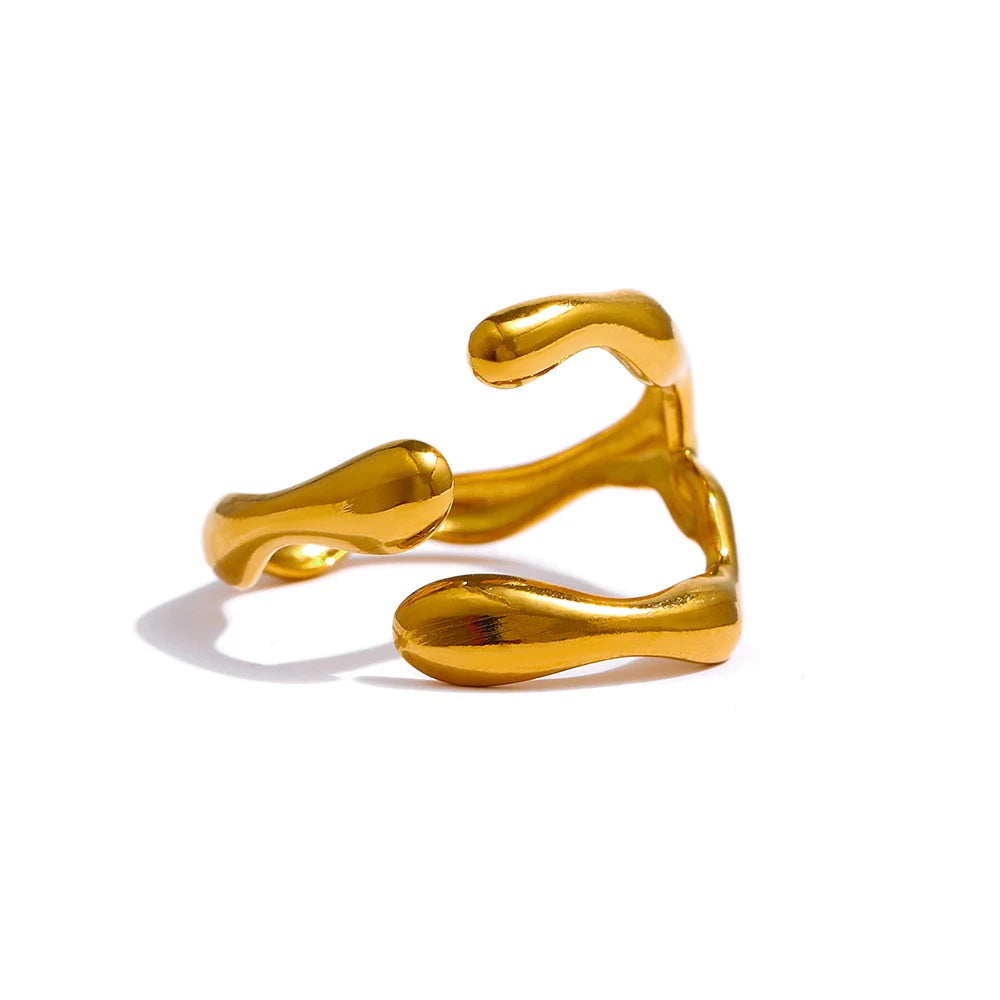 Anillo ajustable Gudrun enredadera, anillo, resistente al agua, acero inoxidable 316L con acabado PVD dorado o plateado, Lark & Reed, vista 7
