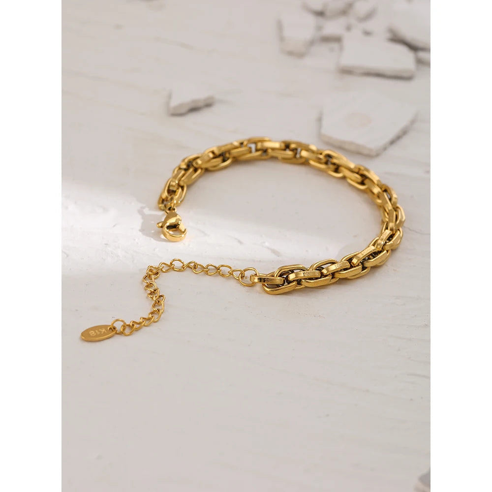 Padua kædearmbånd, armbånd, tåler vand, rustfrit stål 316L med guldfarvet PVD-belægning, Lark & Reed, billede 4