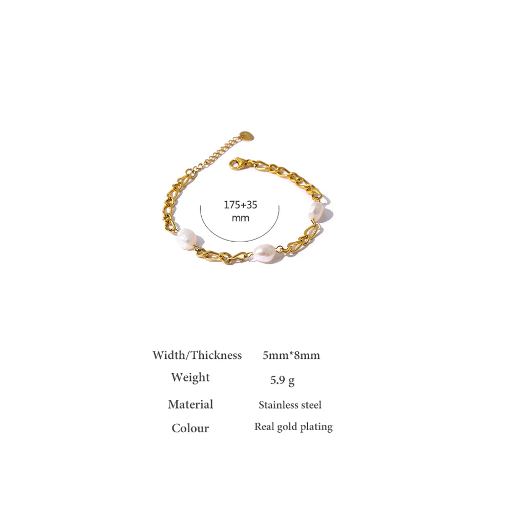 Ottilia armbånd med perleled, armbånd, tåler vand, rustfrit stål 316L med guldfarvet PVD-belægning, Lark & Reed, billede 5