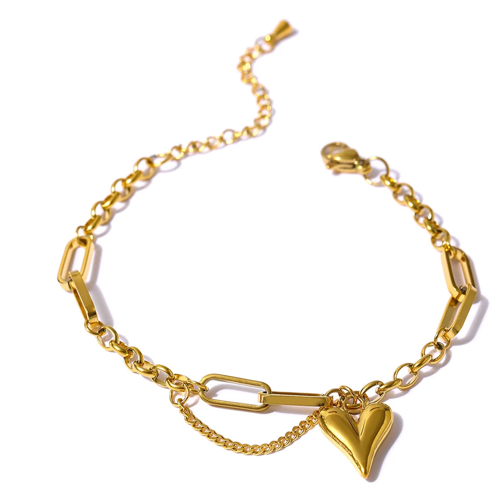 Marisol dobbelt armbånd med hjerte, armbånd, tåler vand, rustfrit stål 316L med guld- eller sølvfarvet PVD-belægning, Lark & Reed, billede 8
