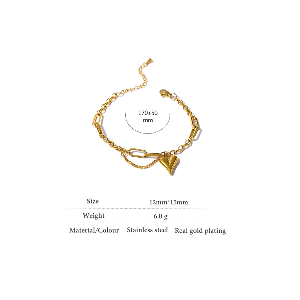 Marisol dobbelt armbånd med hjerte, armbånd, tåler vand, rustfrit stål 316L med guld- eller sølvfarvet PVD-belægning, Lark & Reed, billede 5