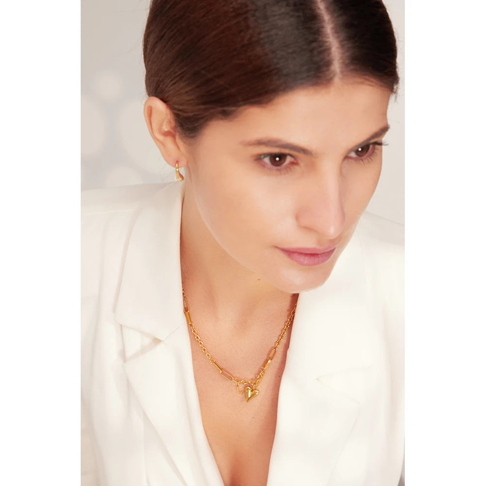 Evermore Heart Pendant, waterproof necklace in 316L stainless steel with a gold PVD finish by Lark & Reed, view 2