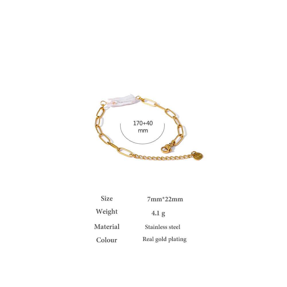Ravenna paperclip-armbånd med perle, armbånd, tåler vand, rustfrit stål 316L med guldfarvet PVD-belægning, Lark & Reed, billede 5