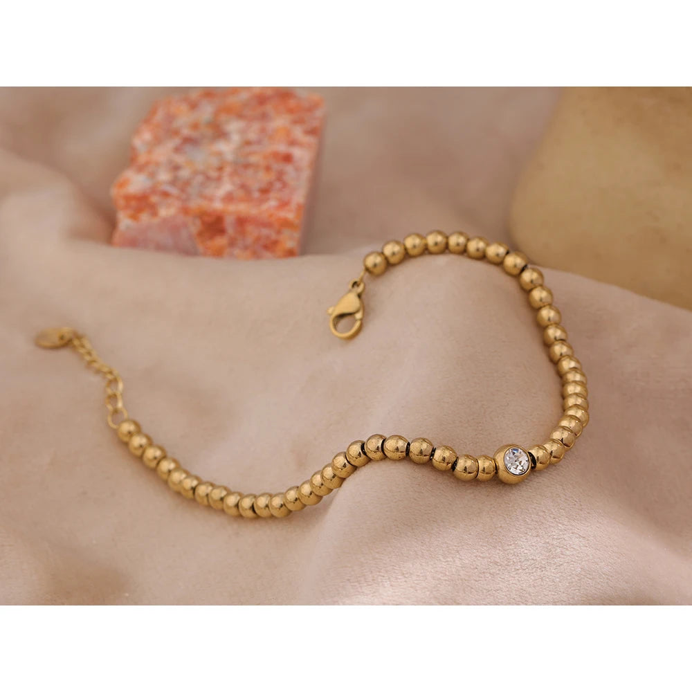 Lund Kugel-Armband, Armband, wasserfest, 316L-Edelstahl mit gold- oder silberfarbener PVD-Beschichtung, Lark & Reed, Ansicht 2
