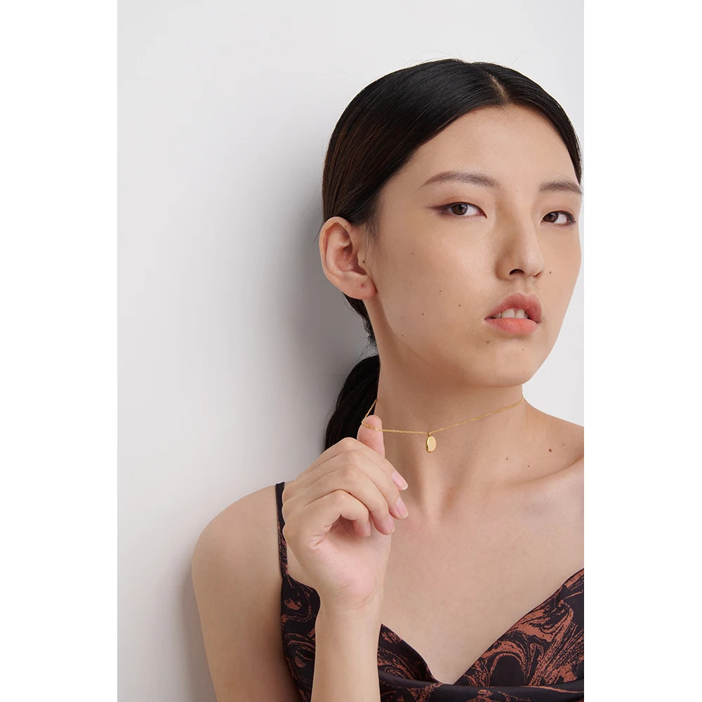 Siena Coin Pendant, waterproof necklace in 316L stainless steel with a gold or silver-tone PVD finish by Lark & Reed, view 3