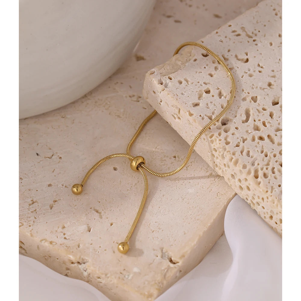 Bilbao Bolo Bracelet, waterproof bracelet in 316L stainless steel with a gold PVD finish by Lark & Reed, view 3