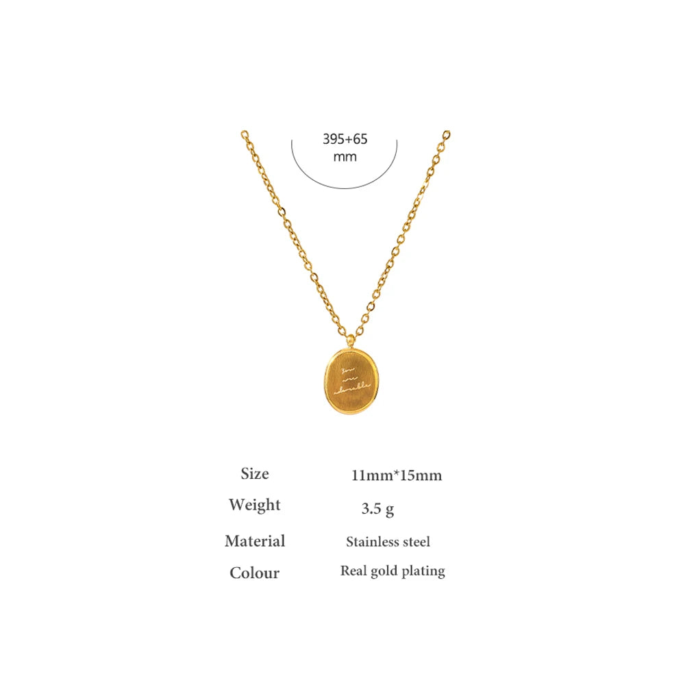 Siena Coin Pendant, waterproof necklace in 316L stainless steel with a gold or silver-tone PVD finish by Lark & Reed, view 6