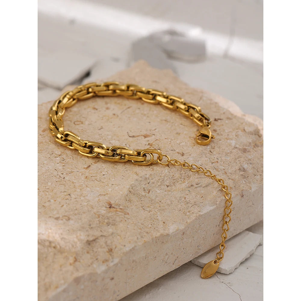 Padua kædearmbånd, armbånd, tåler vand, rustfrit stål 316L med guldfarvet PVD-belægning, Lark & Reed, billede 3