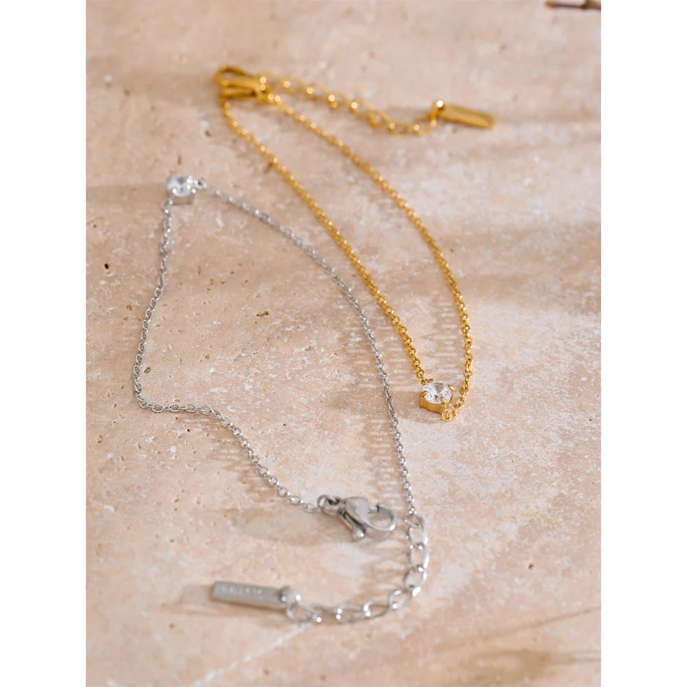 Fanny Fine Crystal Chain Bracelet, waterproof bracelet in 316L stainless steel with a gold or silver-tone PVD finish by Lark & Reed, view 5
