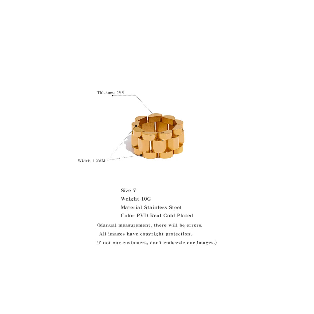 Jorun Chain Link Ring, waterproof ring in 316L stainless steel with a gold or silver-tone PVD finish by Lark & Reed, view 5