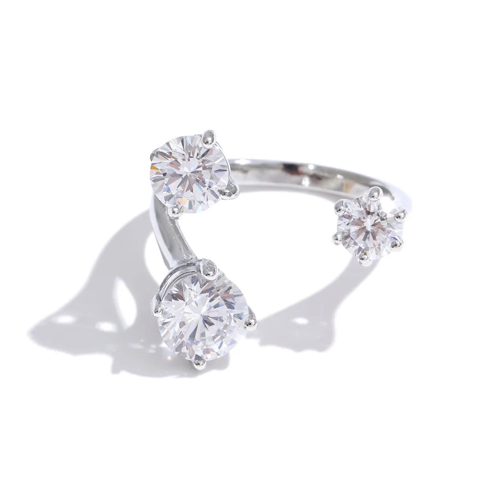 Anneli Crystal Open Ring, waterproof ring in 316L stainless steel with a gold or silver-tone PVD finish by Lark & Reed, view 7