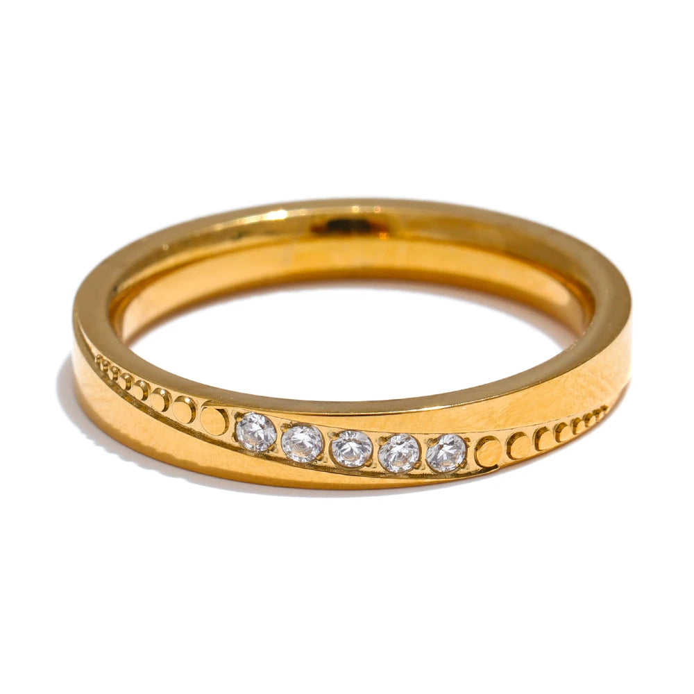 Alva Crystal Band, waterproof ring in 316L stainless steel with a gold or silver-tone PVD finish by Lark & Reed, view 10
