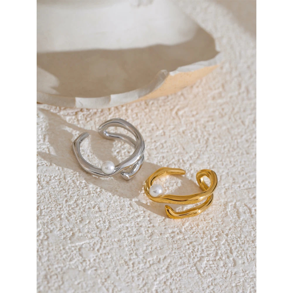 Pernille perlering, ring, tåler vand, rustfrit stål 316L med guld- eller sølvfarvet PVD-belægning, Lark & Reed, billede 4
