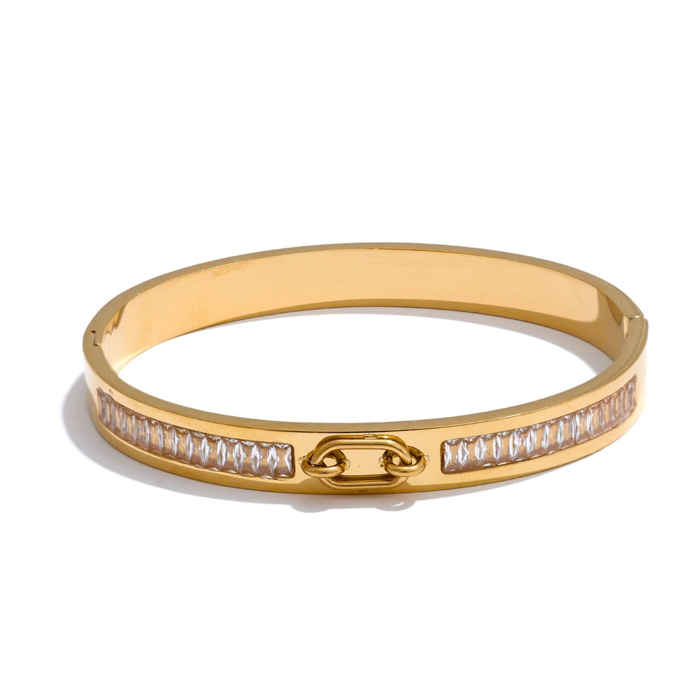 Tromso Kristall-Kreuz-Armreif, Armband, wasserfest, 316L-Edelstahl mit gold- oder silberfarbener PVD-Beschichtung, Lark & Reed, Ansicht 8