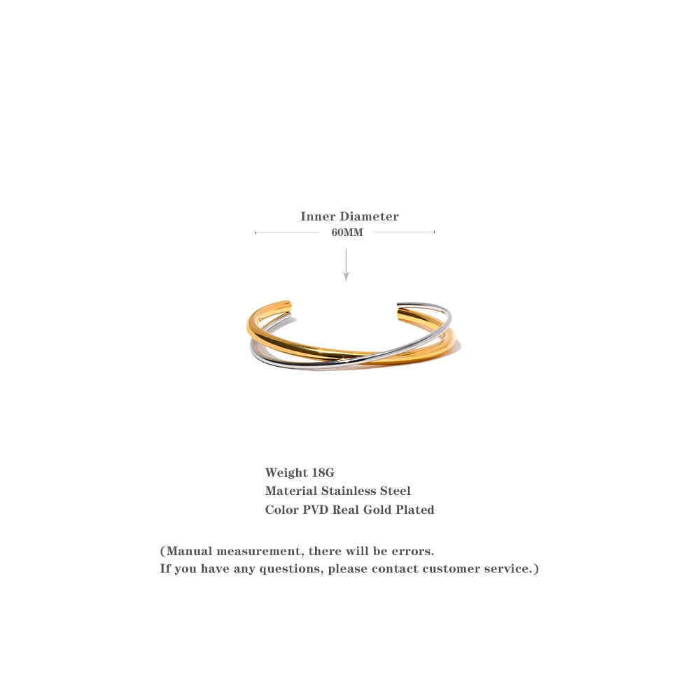 Milan Two-Tone Cuff, waterproof bracelet in 316L stainless steel with a gold PVD finish by Lark & Reed, view 5