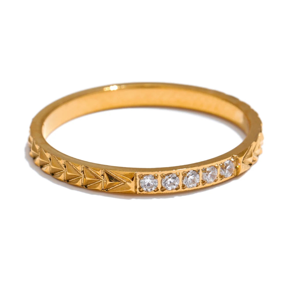 Alva Crystal Band, waterproof ring in 316L stainless steel with a gold or silver-tone PVD finish by Lark & Reed, view 8