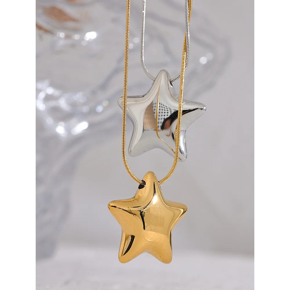 Nova Star Pendant, waterproof necklace in 316L stainless steel with a gold or silver-tone PVD finish by Lark & Reed, view 4