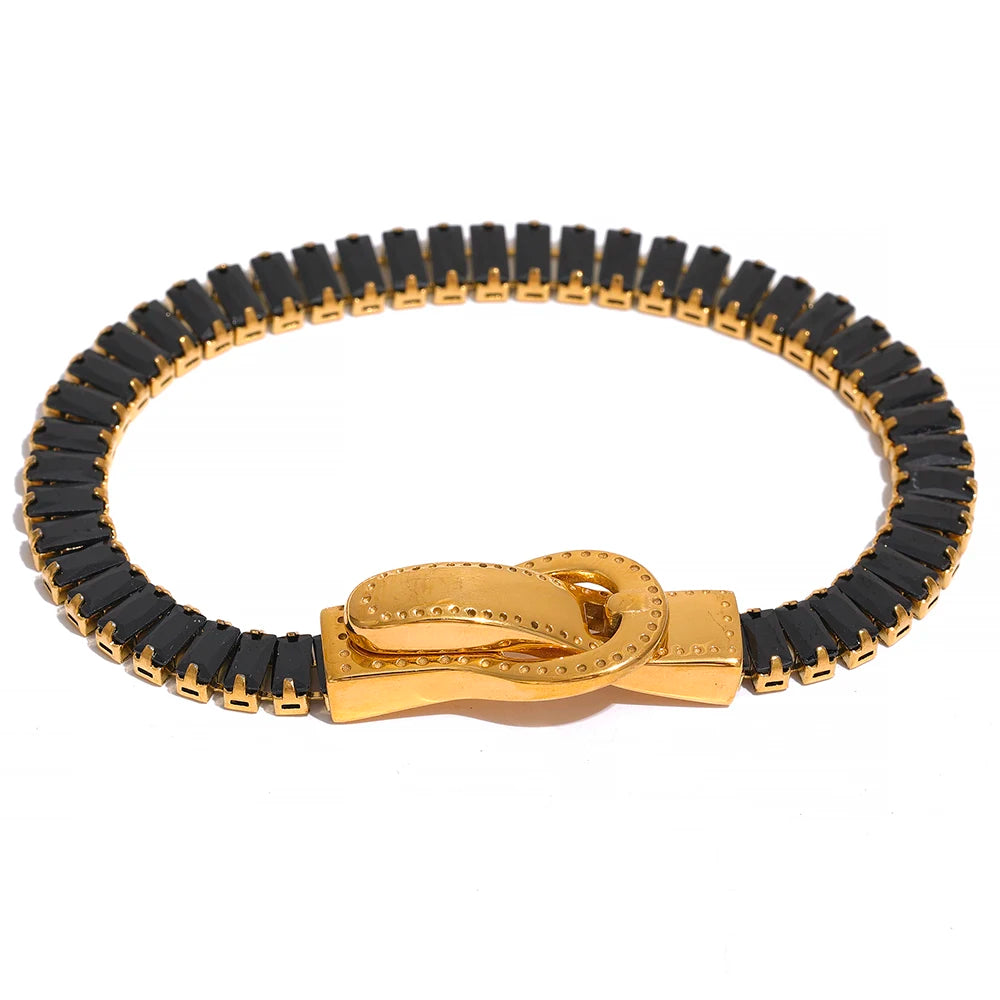Pomona tennisarmband, armband, tål vatten, rostfritt stål 316L med guldfärgad PVD-finish, Lark & Reed, bild 12
