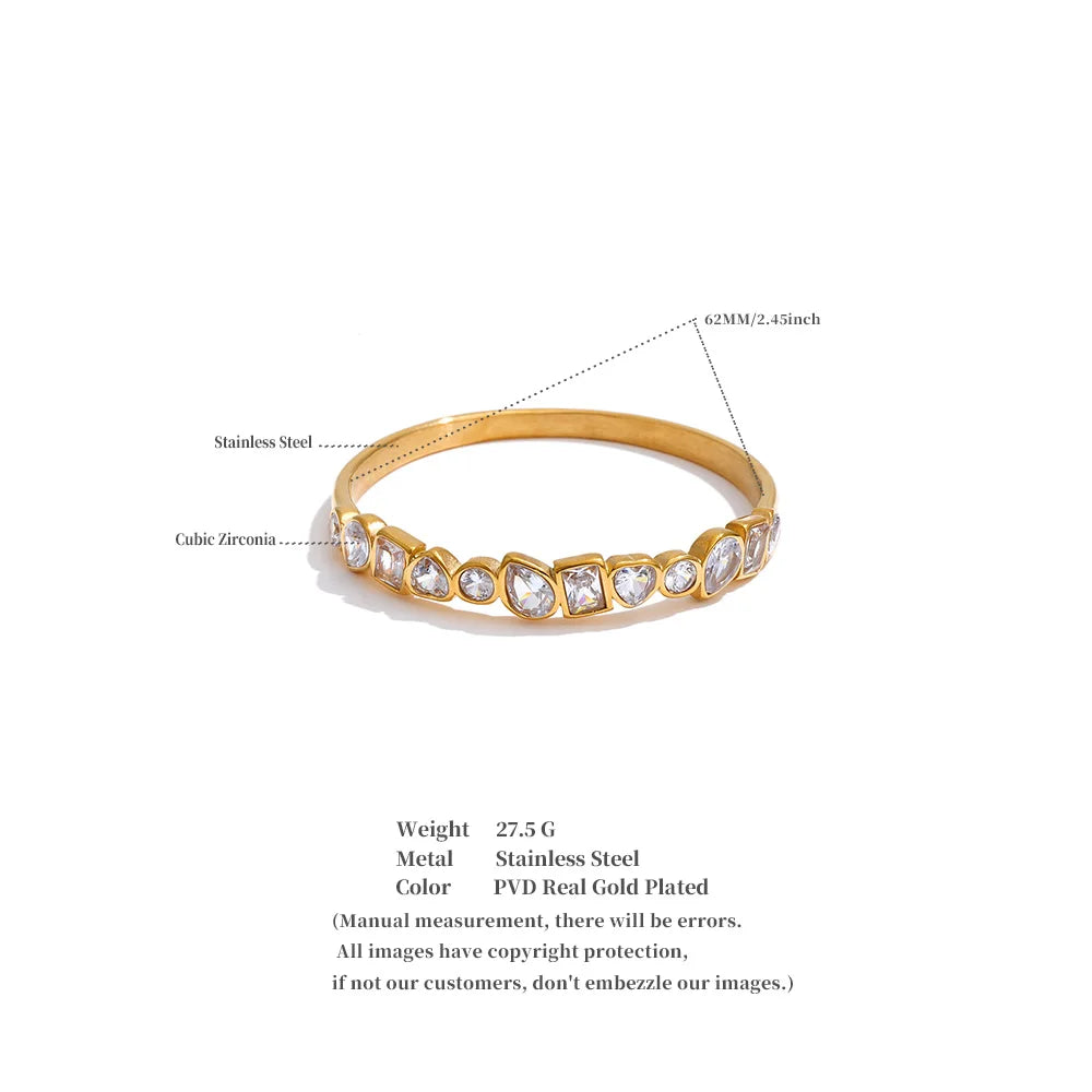 Iberia armring med pavé-zirkonia, armbånd, tåler vand, rustfrit stål 316L med guldfarvet PVD-belægning, Lark & Reed, billede 6