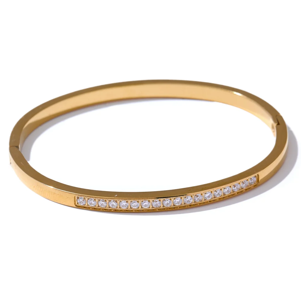 Evora armring med zirkonia, armbånd, tåler vand, rustfrit stål 316L med guld- eller sølvfarvet PVD-belægning, Lark & Reed, billede 8