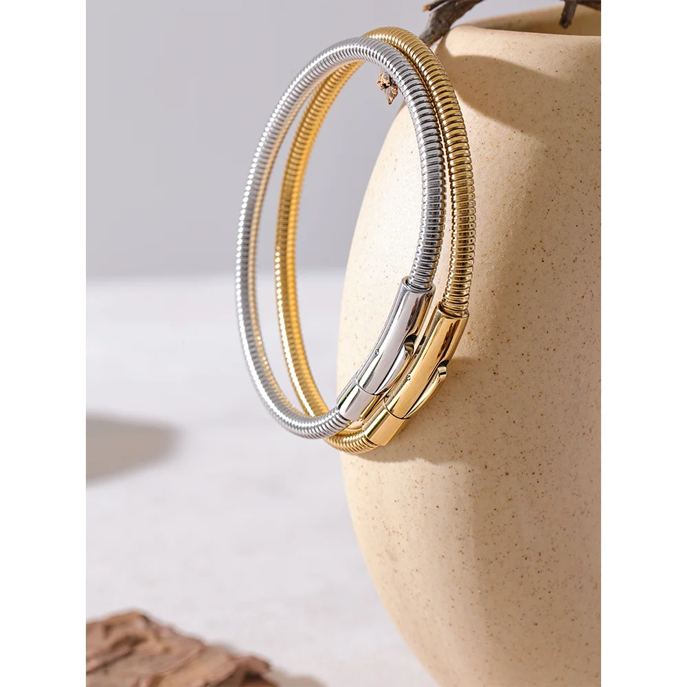 Sitges slangearmbånd, armbånd, tåler vand, rustfrit stål 316L med guld- eller sølvfarvet PVD-belægning, Lark & Reed, billede 6