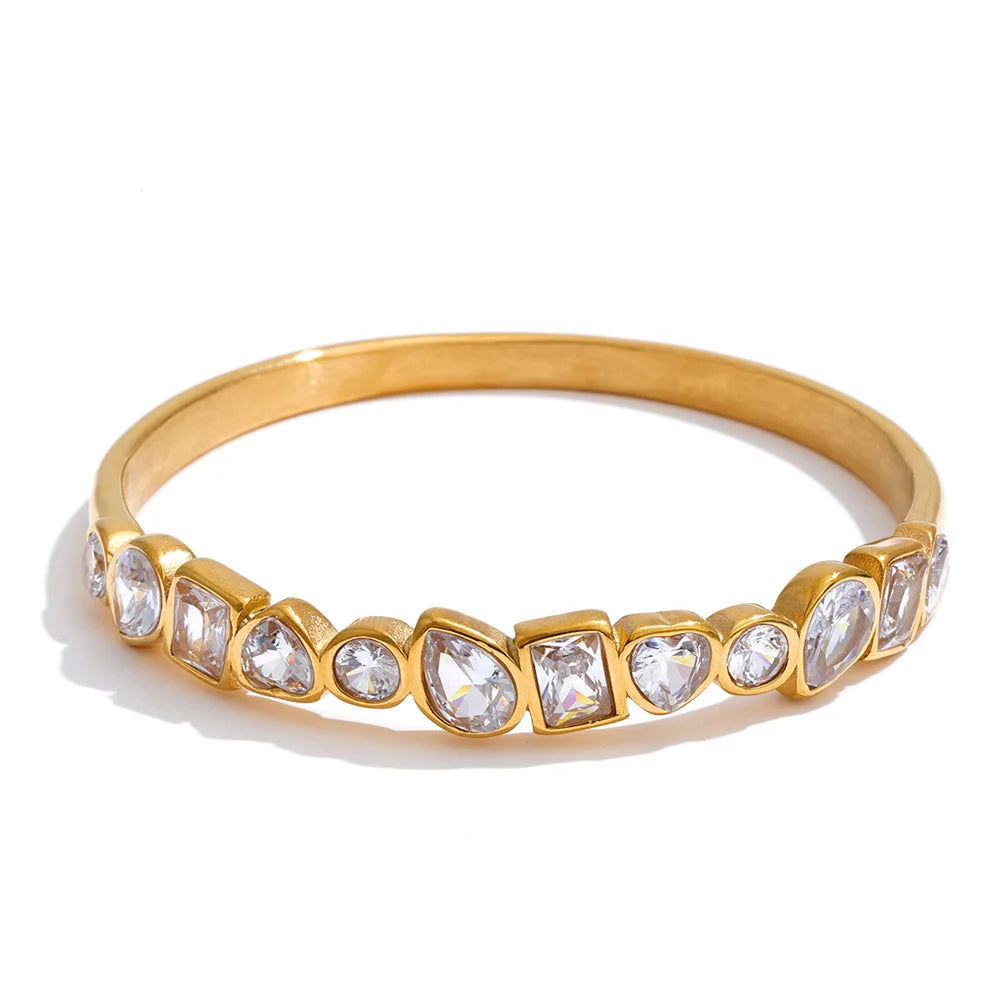 Iberia armring med pavé-zirkonia, armbånd, tåler vand, rustfrit stål 316L med guldfarvet PVD-belægning, Lark & Reed, billede 7