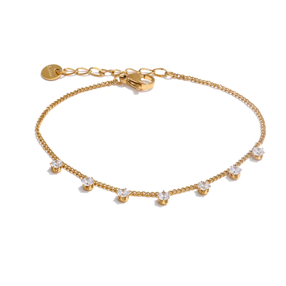 Ericeira armbånd med zirkoniadråber, armbånd, tåler vand, rustfrit stål 316L med guld- eller sølvfarvet PVD-belægning, Lark & Reed, billede 7