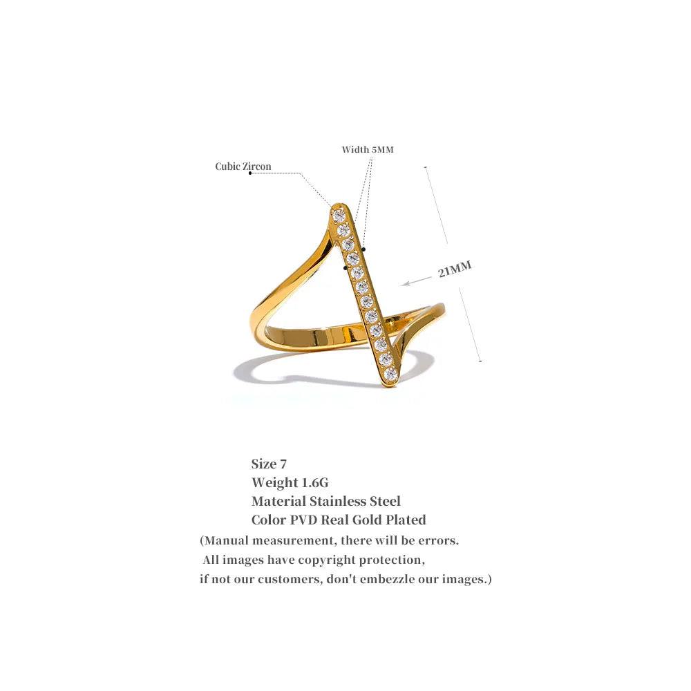Beata Twisted Crystal Ring, waterproof ring in 316L stainless steel with a gold or silver-tone PVD finish by Lark & Reed, view 5