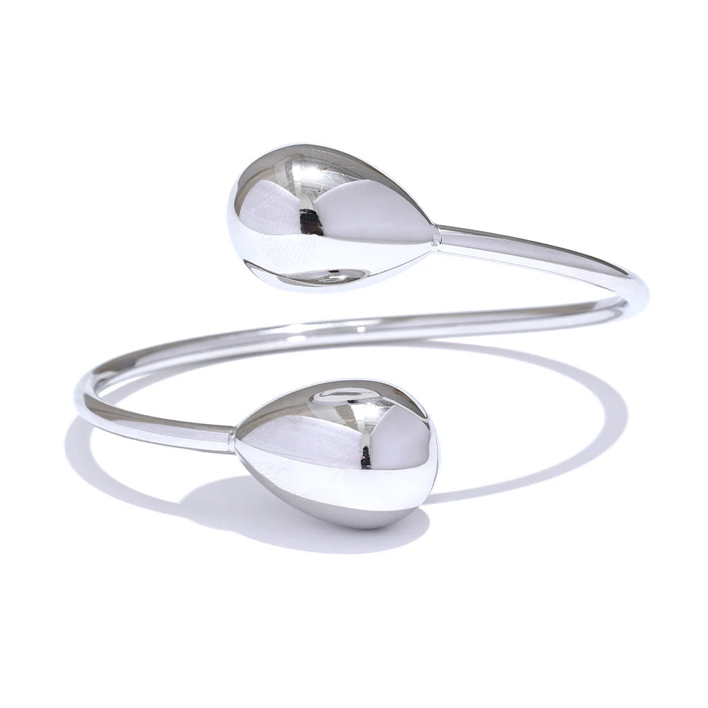 Ischia åben dråbearmring, armbånd, tåler vand, rustfrit stål 316L med guld- eller sølvfarvet PVD-belægning, Lark & Reed, billede 8