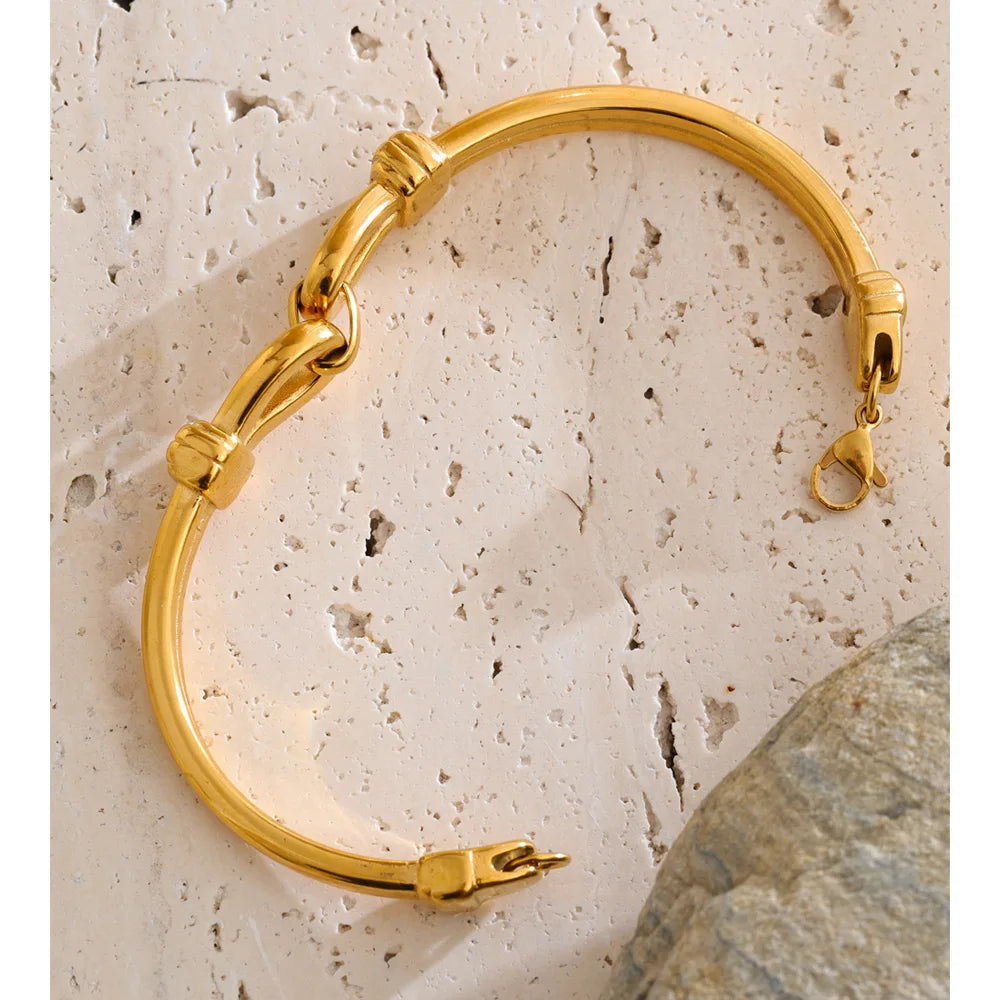 Monaco knudearmring, armbånd, tåler vand, rustfrit stål 316L med guldfarvet PVD-belægning, Lark & Reed, billede 5