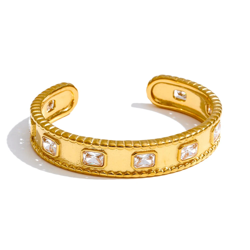 Elsinore åben armring med zirkonia, armbånd, tåler vand, rustfrit stål 316L med guld- eller sølvfarvet PVD-belægning, Lark & Reed, billede 8