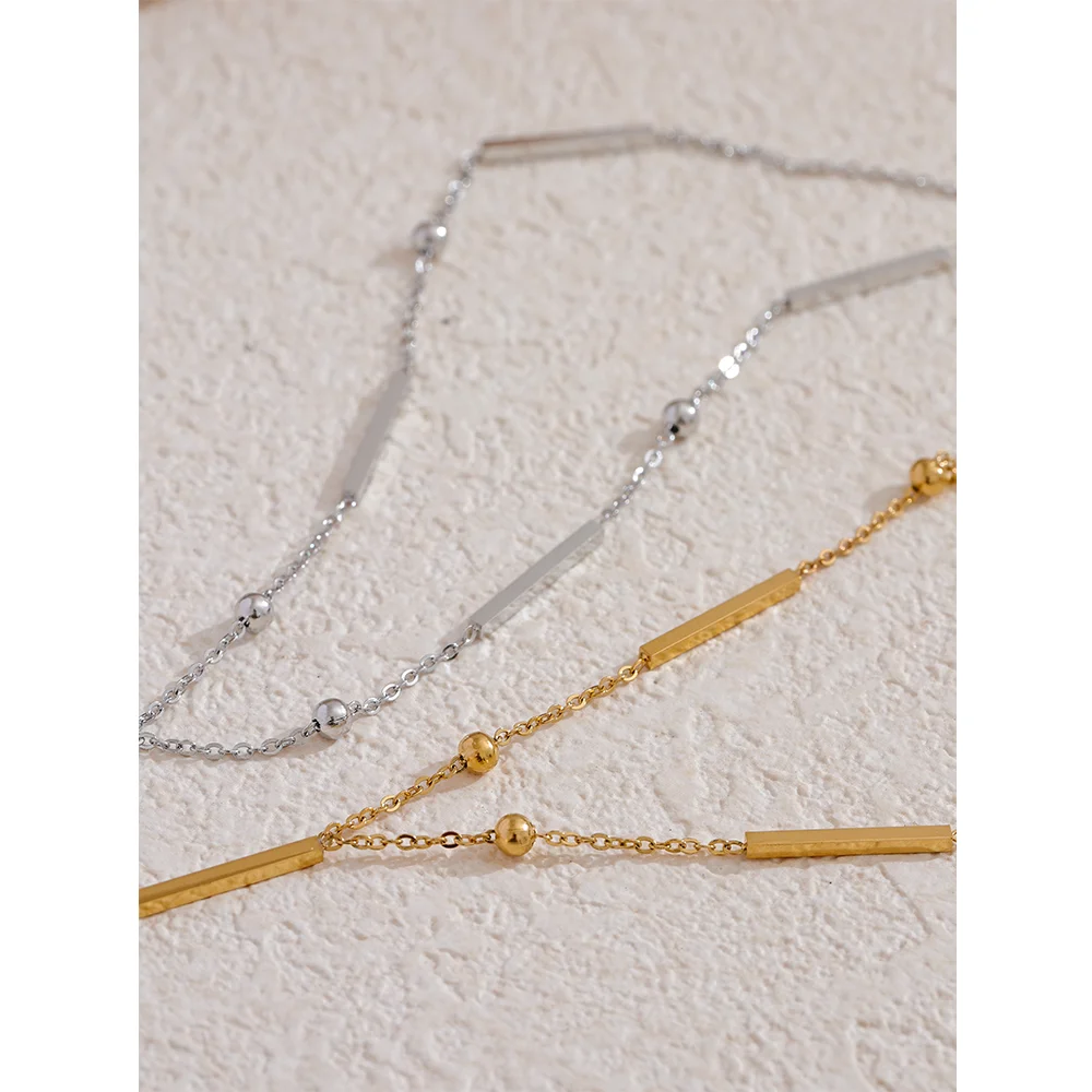 Verona Lariat Necklace, waterproof necklace in 316L stainless steel with a gold or silver-tone PVD finish by Lark & Reed, view 5