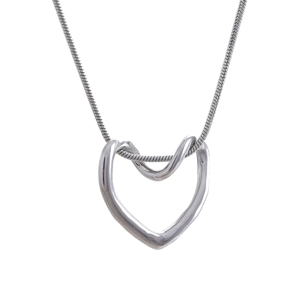 Kaja Open Heart Necklace, waterproof necklace in 316L stainless steel with a gold or silver-tone PVD finish by Lark & Reed, view 7