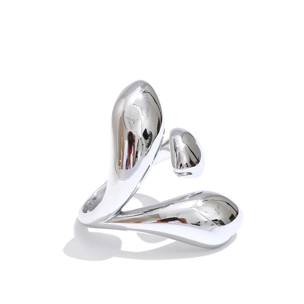 Anillo ajustable Ingeborg cúpula, anillo, resistente al agua, acero inoxidable 316L con acabado PVD dorado o plateado, Lark & Reed, vista 8