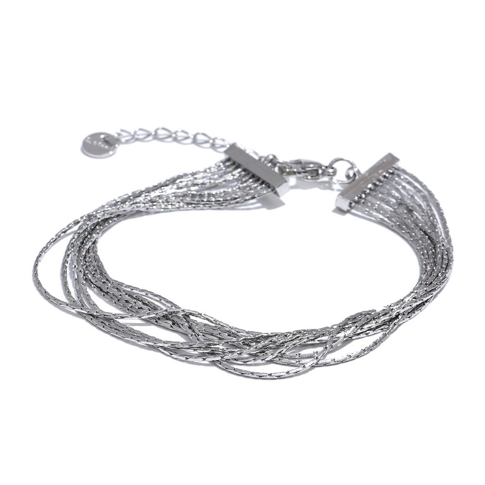 Nantes Multi Strand Bracelet, waterproof bracelet in 316L stainless steel with a gold or silver-tone PVD finish by Lark & Reed, view 8