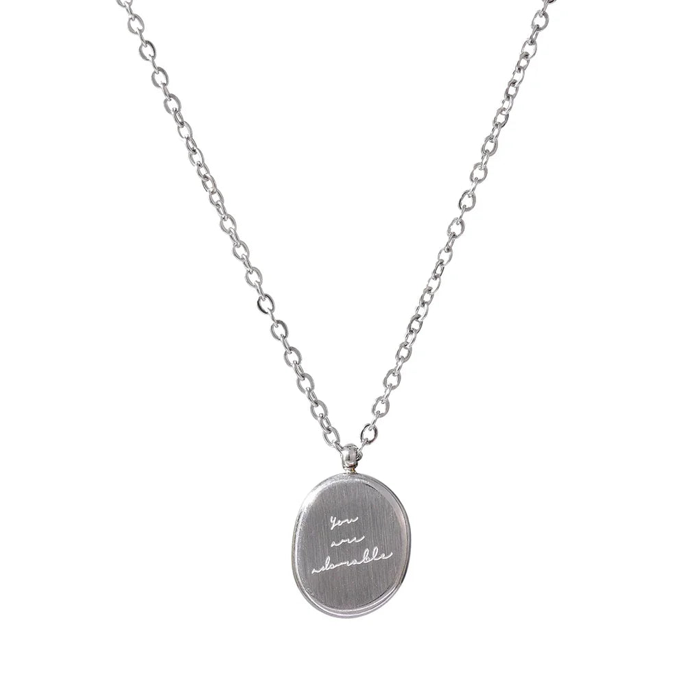 Siena Coin Pendant, waterproof necklace in 316L stainless steel with a gold or silver-tone PVD finish by Lark & Reed, view 7