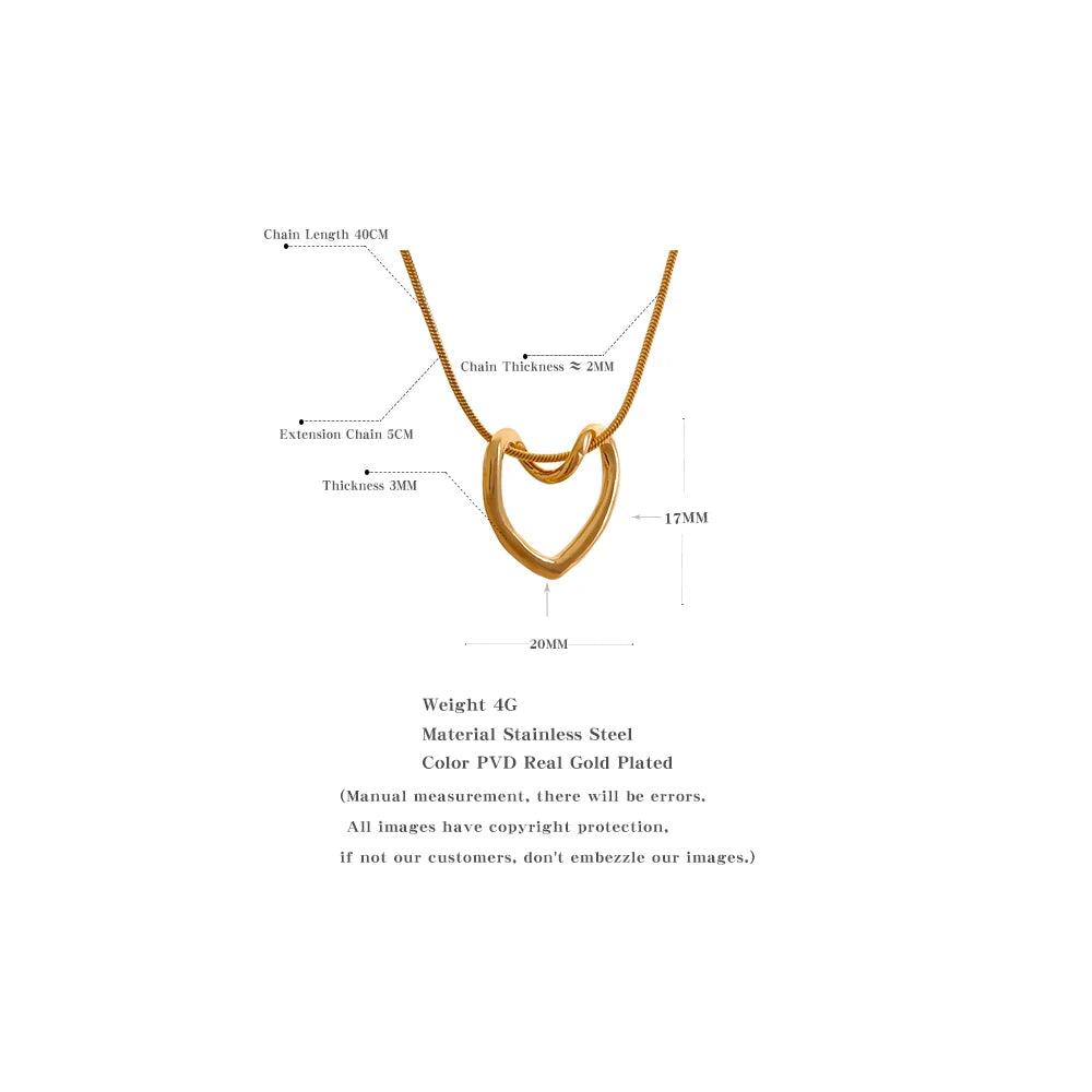 Kaja Open Heart Necklace, waterproof necklace in 316L stainless steel with a gold or silver-tone PVD finish by Lark & Reed, view 5