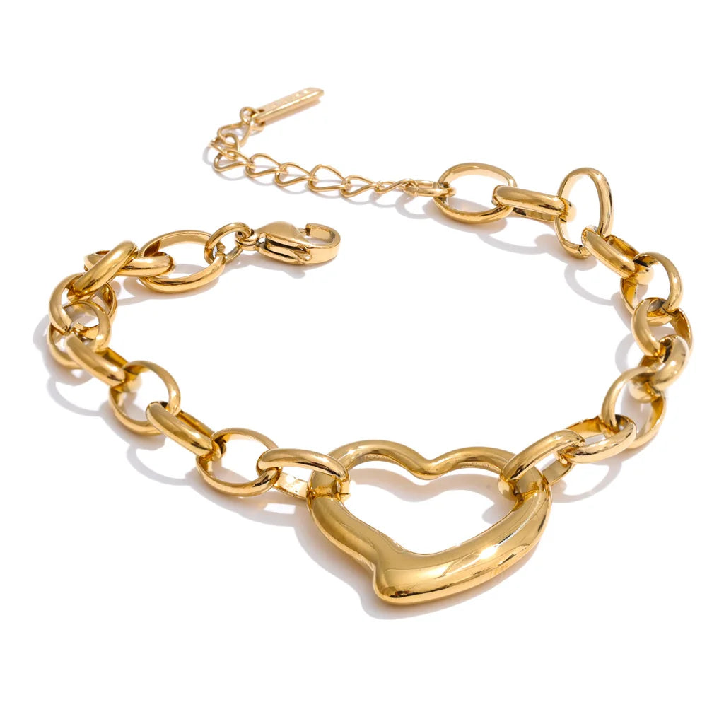 Leiden armbånd med åbent hjerte, armbånd, tåler vand, rustfrit stål 316L med guld- eller sølvfarvet PVD-belægning, Lark & Reed, billede 7