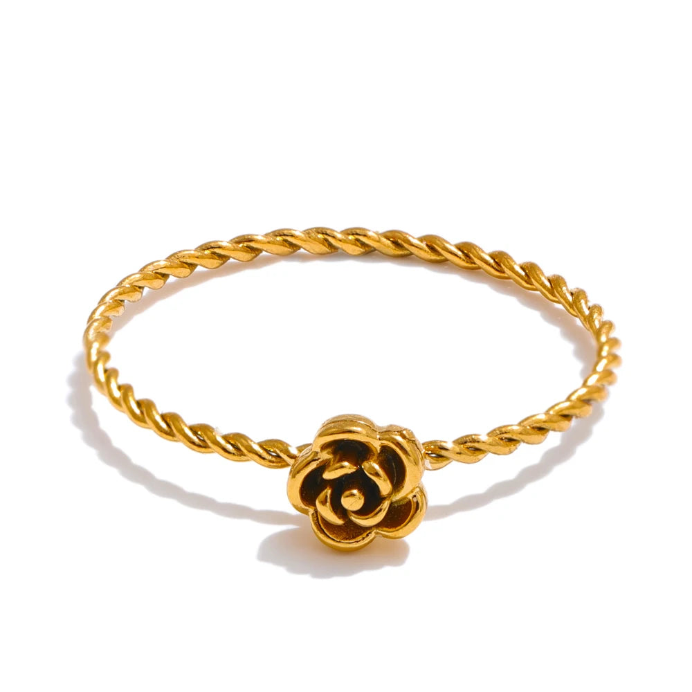 Karin snoet rosering, ring, tåler vand, rustfrit stål 316L med guld- eller sølvfarvet PVD-belægning, Lark & Reed, billede 7