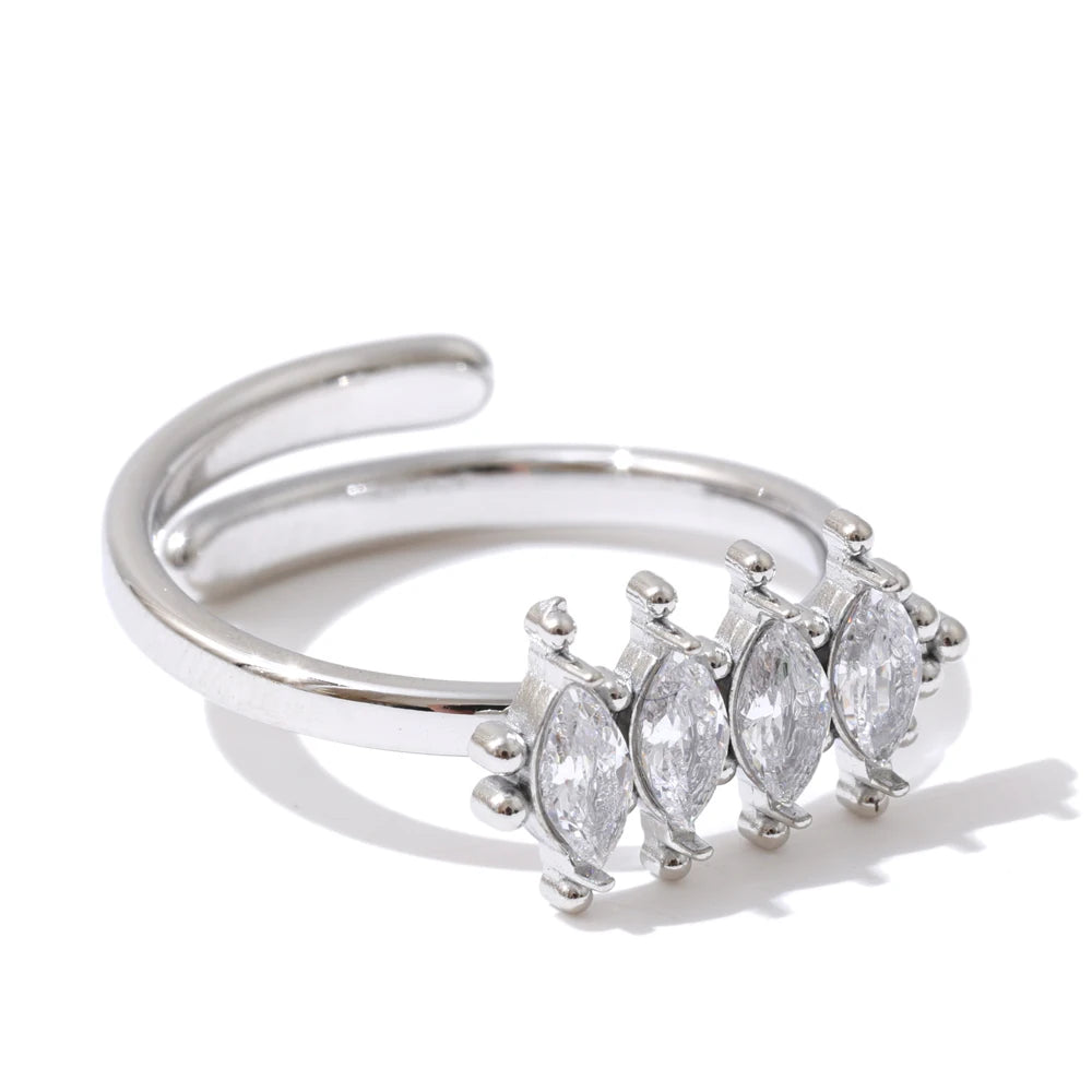 Inez Marquise Crystal Ring, waterproof ring in 316L stainless steel with a gold or silver-tone PVD finish by Lark & Reed, view 8