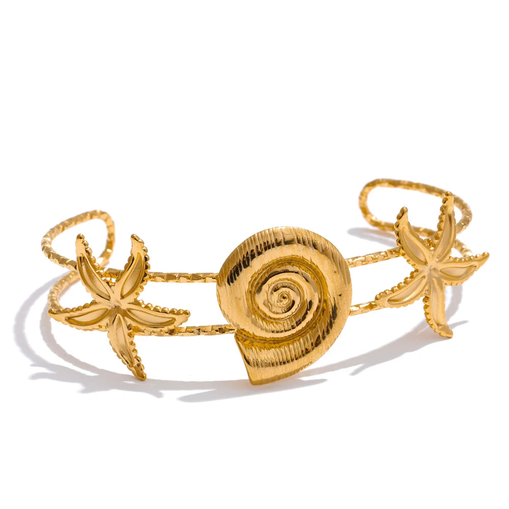 Formentera Meeres-Armspange, Armband, wasserfest, 316L-Edelstahl mit goldfarbener PVD-Beschichtung, Lark & Reed, Ansicht 11
