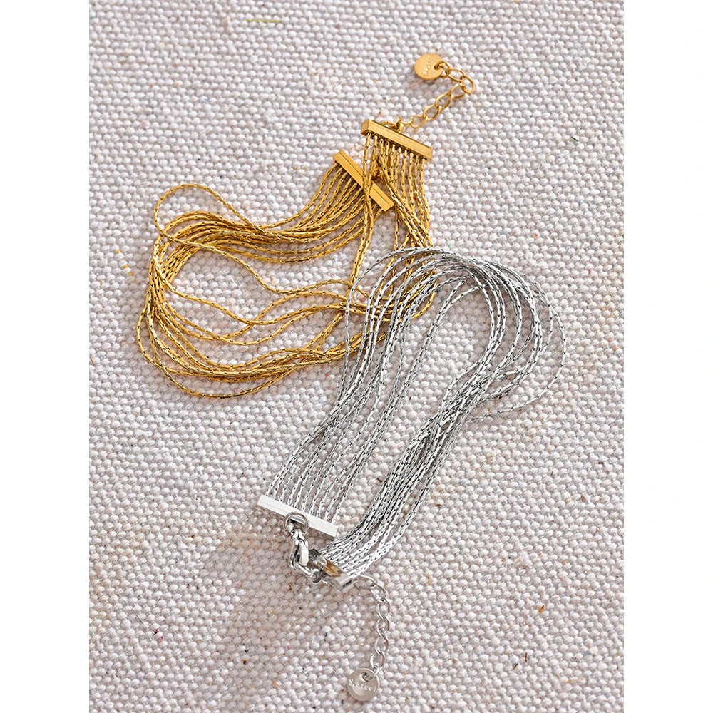 Nantes Mehrreihiges Armband, Armband, wasserfest, 316L-Edelstahl mit gold- oder silberfarbener PVD-Beschichtung, Lark & Reed, Ansicht 2