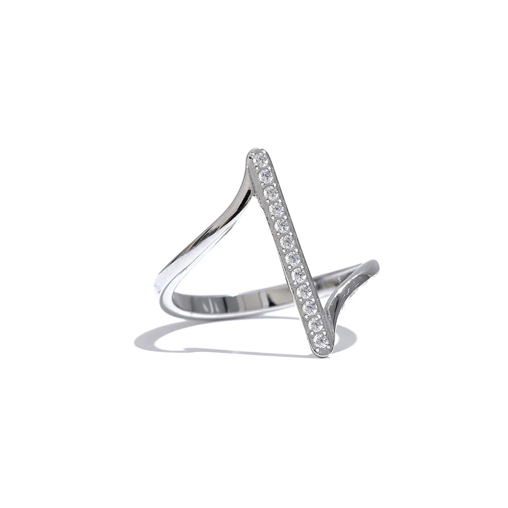 Beata Twisted Crystal Ring, waterproof ring in 316L stainless steel with a gold or silver-tone PVD finish by Lark & Reed, view 7