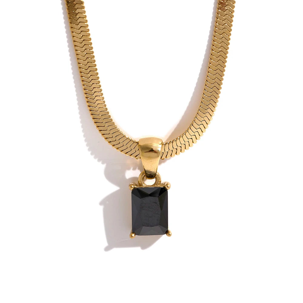 Ottoline Baguette Pendant, waterproof necklace in 316L stainless steel with a gold PVD finish by Lark & Reed, view 9